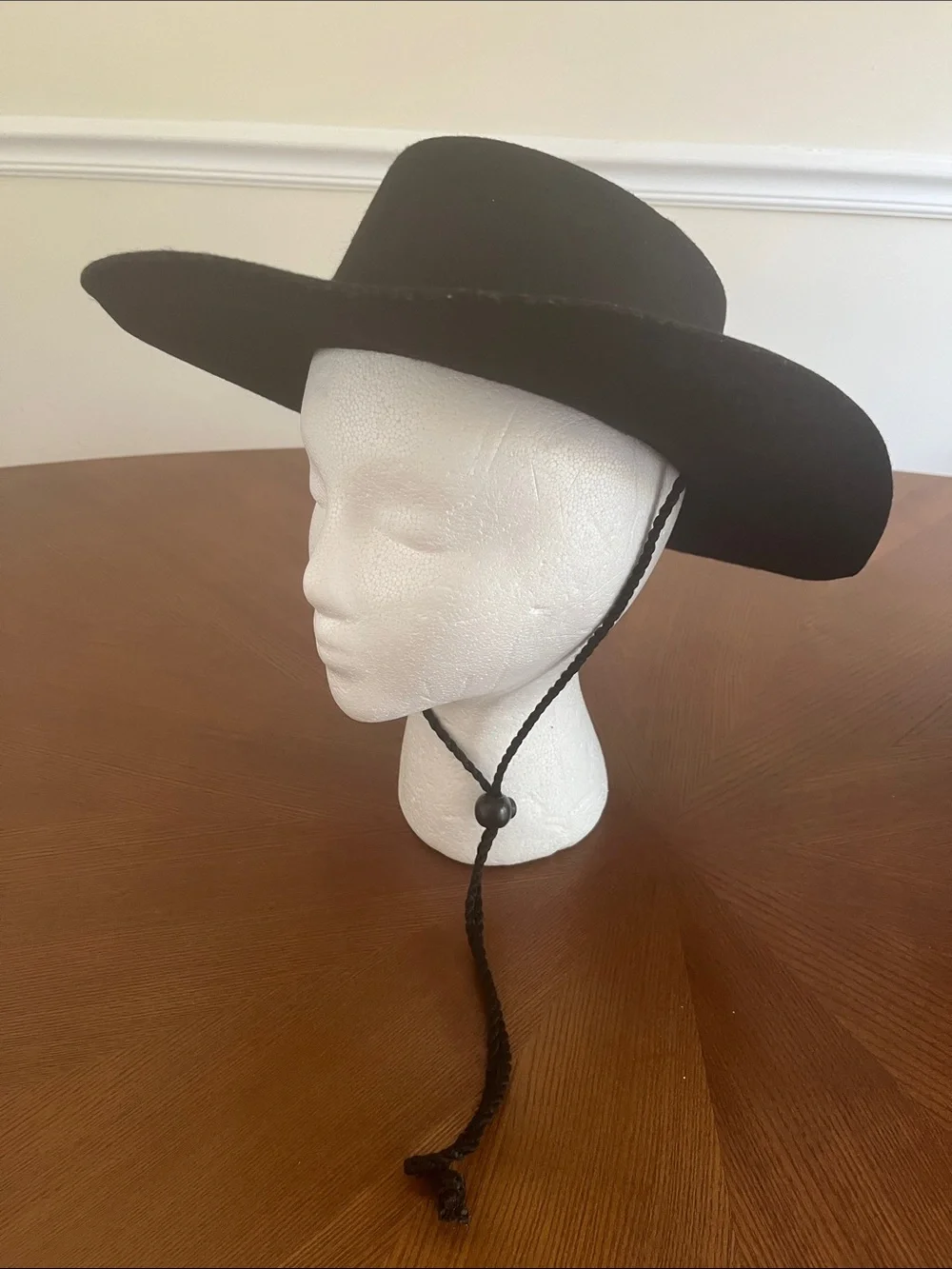 Southwest Gambler Western Black Wool Hat Silver Band Chin Strap Unisex Small